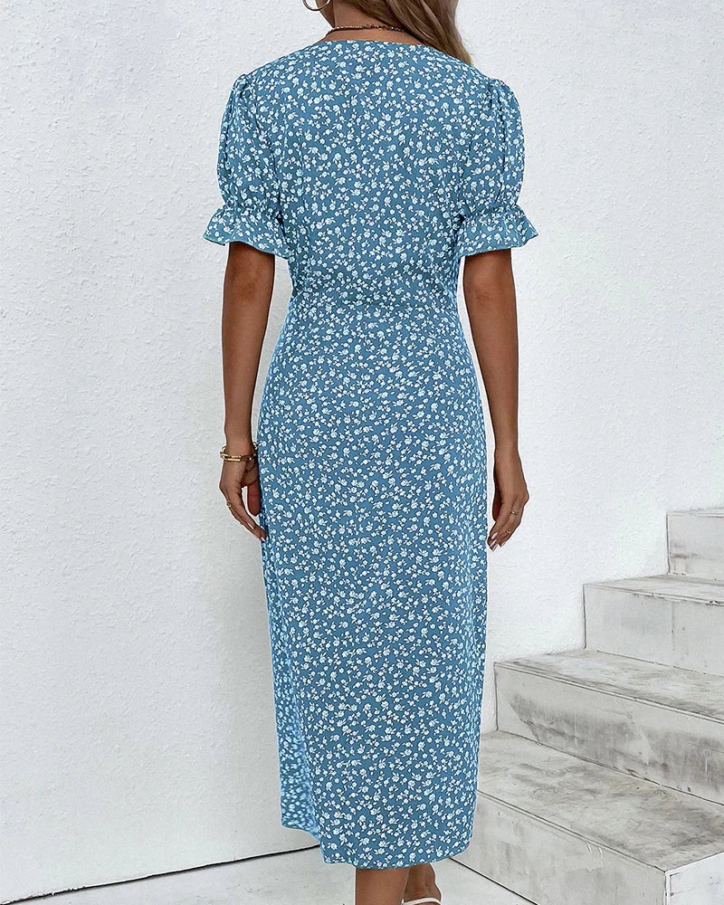 Leah | Robe Bouton avec Volants