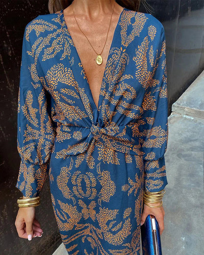 Dineke - Robe Florale Élégante à Manches Longues