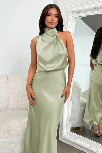 Elise | Robe Halter en Satin Élégante – Gracieuse et Chic