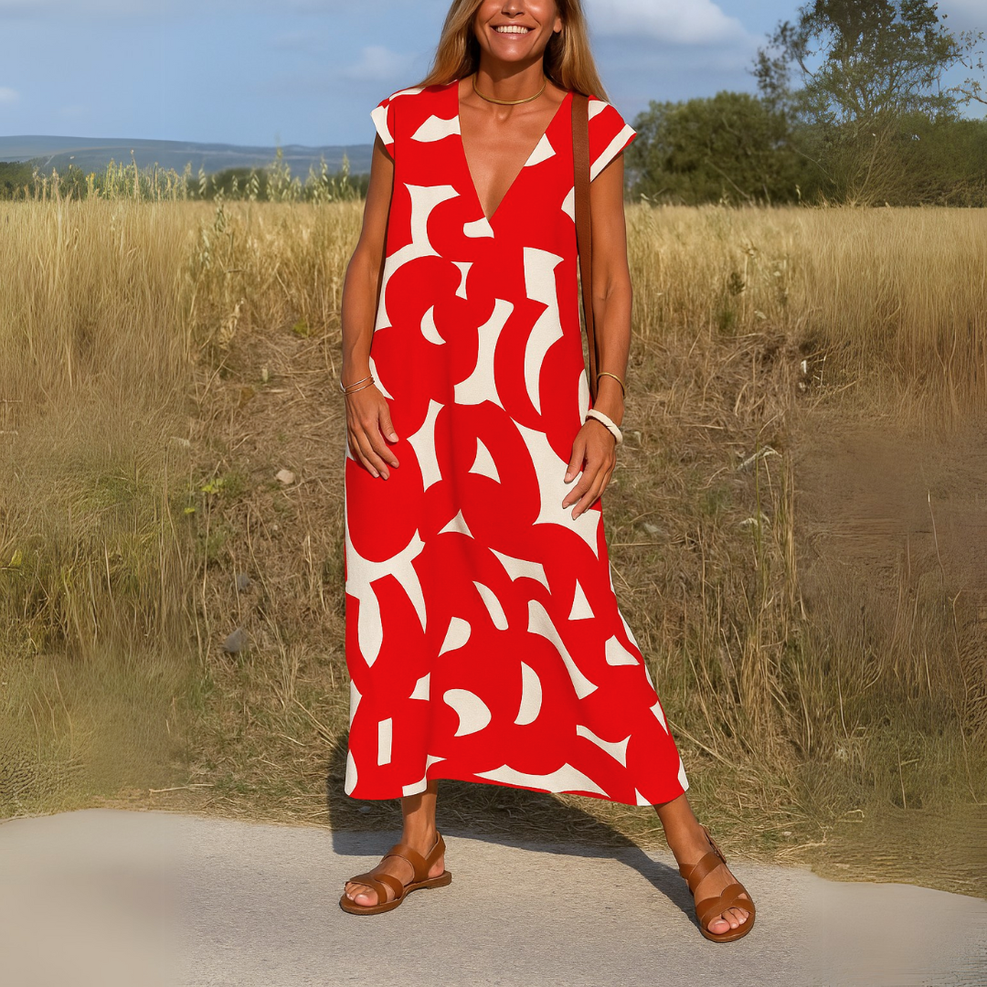 Tirzah - Robe géométrique fluide à décolleté en V