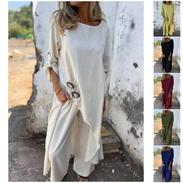 Everly – Ensemble Élégant en Coton et Lin de Deux Pièces