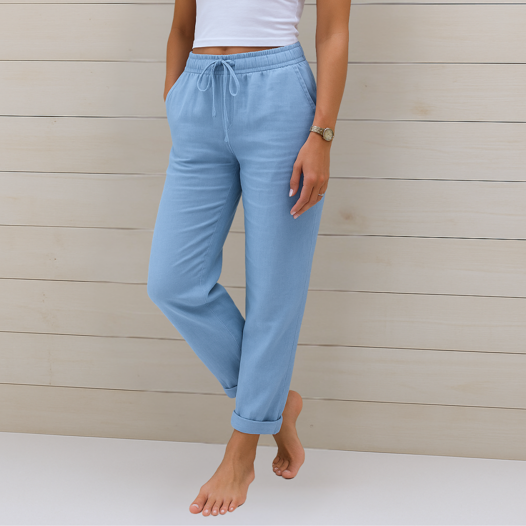 Susy - Pantalon Stretch en Lin Respirant Premium