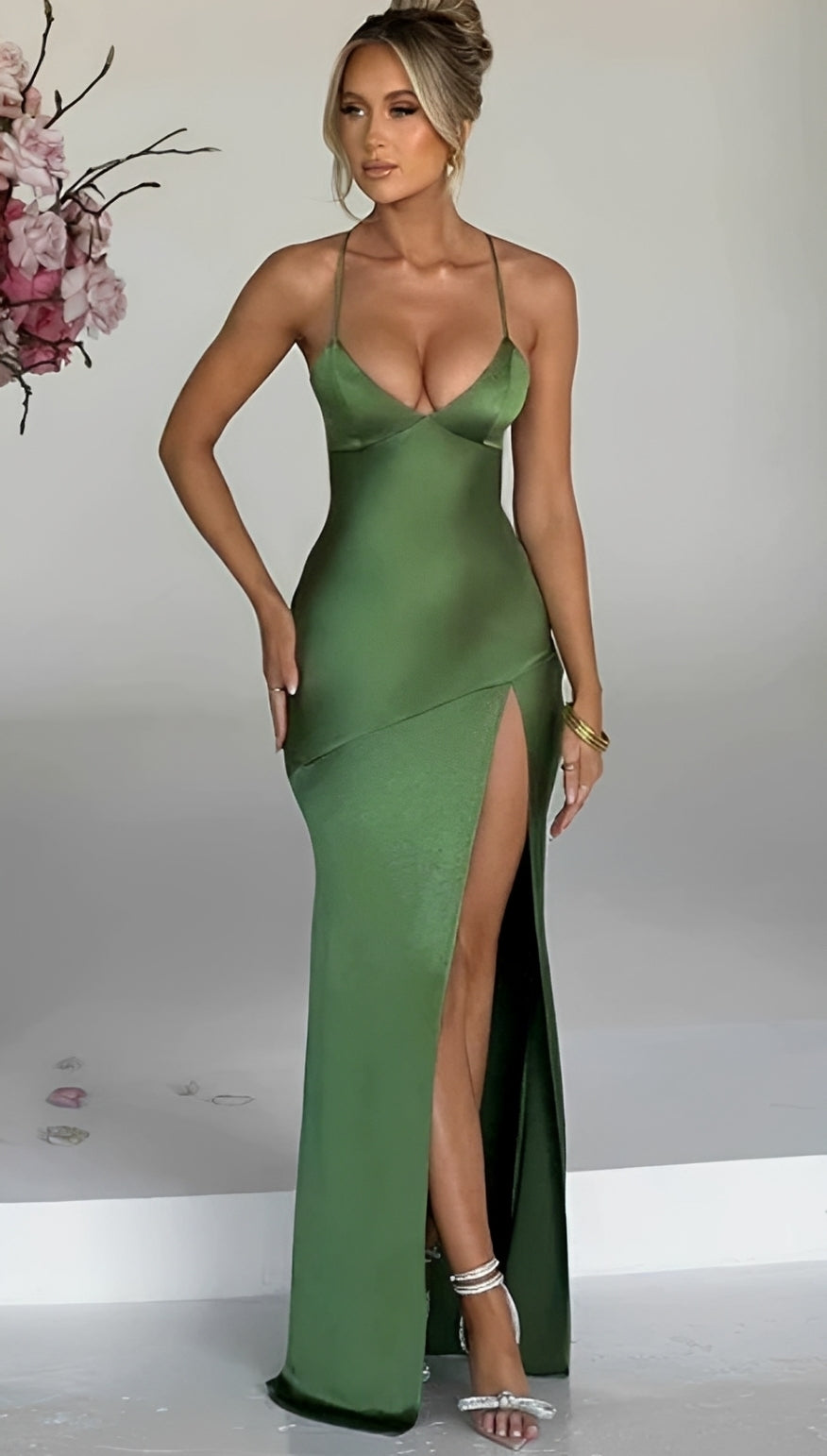 Jasmin - Robe maxi longue élégante avec fente pour femmes