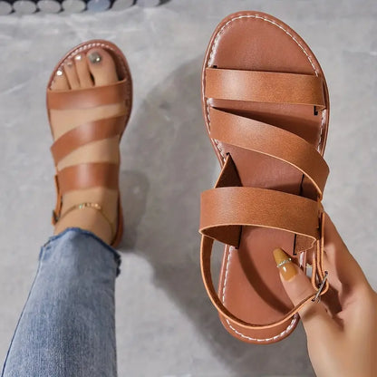Diana - Sandales romaines chic pour femmes avec bracelet de cheville plat