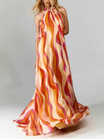 Marlyn - Robe Maxi Sans Dos avec Col Halter