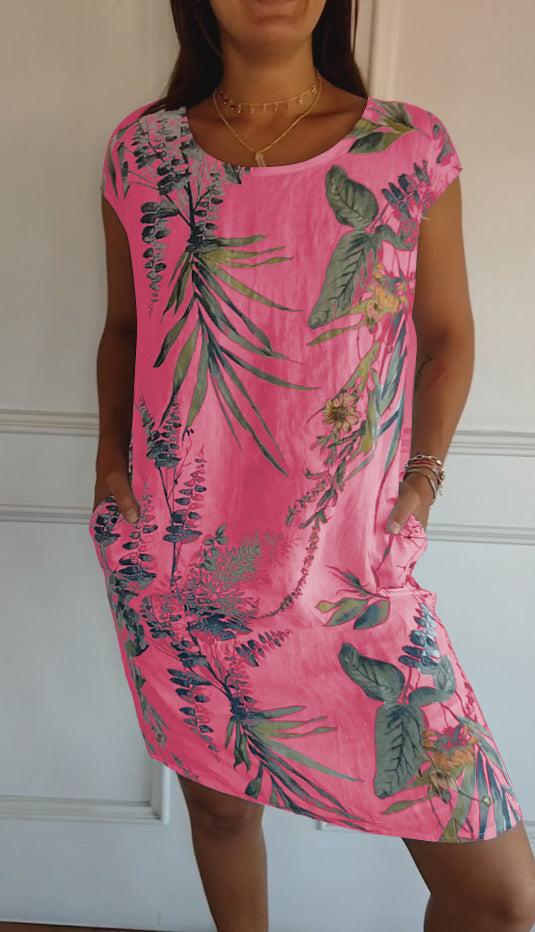 Madison | Robe Décontractée avec Feuilles Tropicales