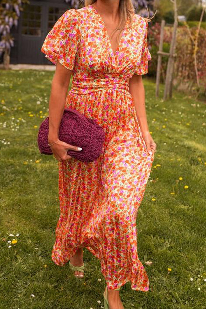 Harlow - Belle robe maxi fleurie avec décolleté en V