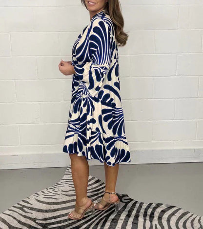 Fenella - Robe Midi à Col en V Imprimée
