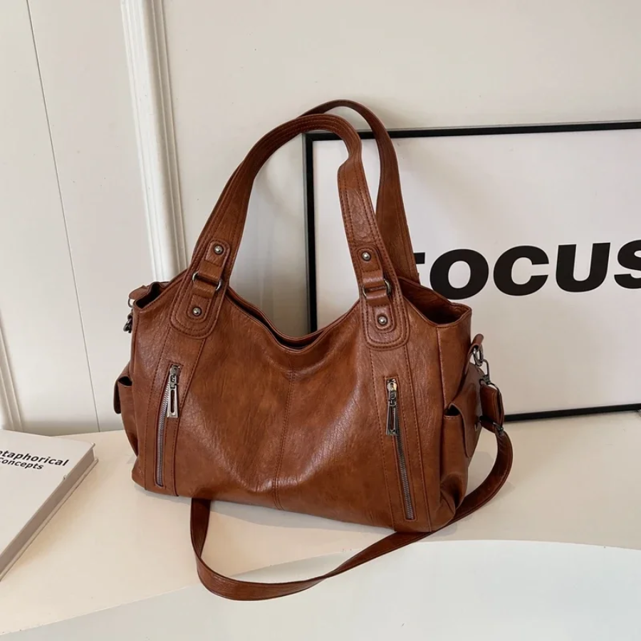 Uma - Sac à Bandoulière Grande Capacité avec Double Fermeture Éclair