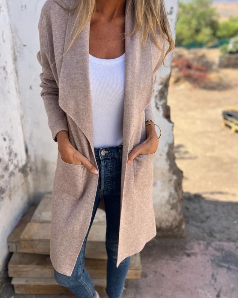 EIGONA - VESTE DE CARDIGAN CASUAL AVEC REVER