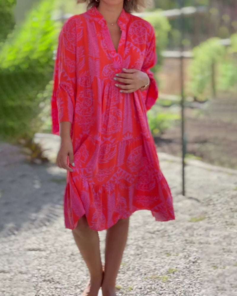 SARA - Robe boho fluide à manches 3/4