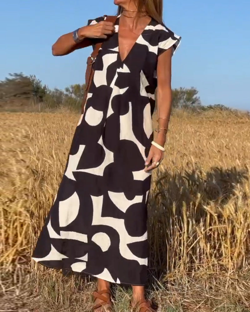 Lauren | Robe A-Line Sans Manches Abstraite