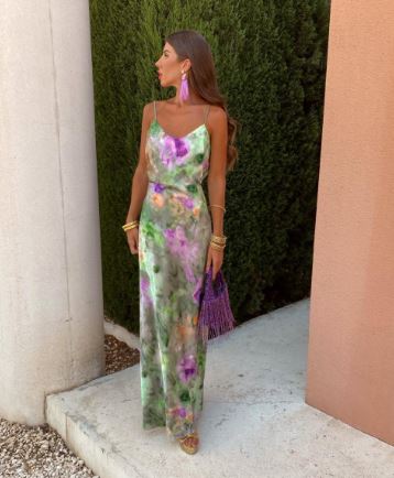 Anisten - Robe Maxi Élégante avec Imprimé Halo-Dye et Écharpe Amovible