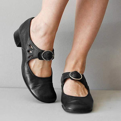Beatrice - Sandales Compensées en Cuir avec Boucle Orthopédique