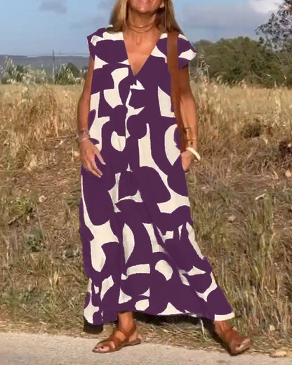 Aria™ - Robe Imprimée Lâche avec Décolleté en V