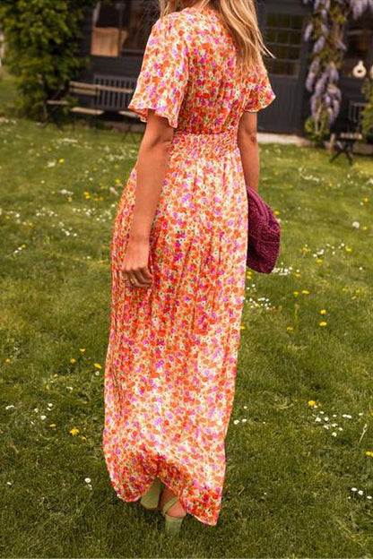 Harlow - Belle robe maxi fleurie avec décolleté en V