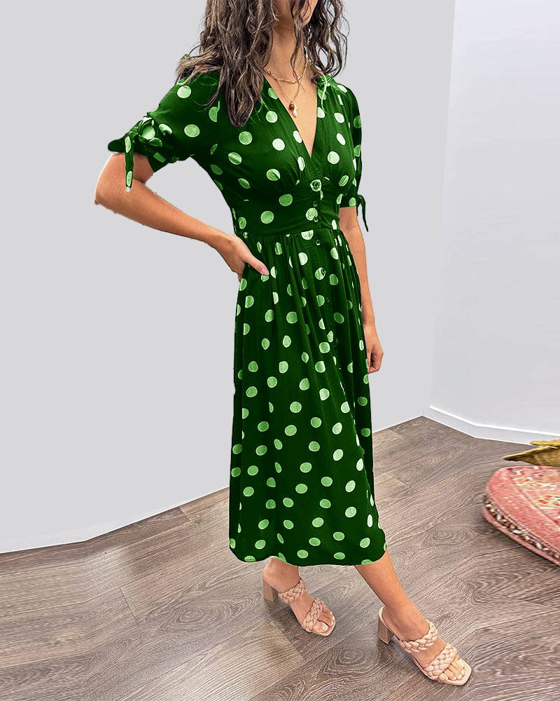 Maria | Robe à Pois avec Boutons