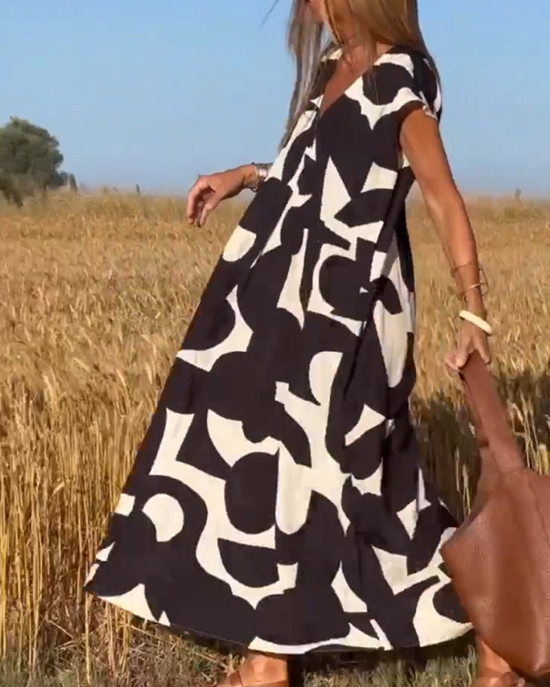 Lauren | Robe A-Line Sans Manches Abstraite