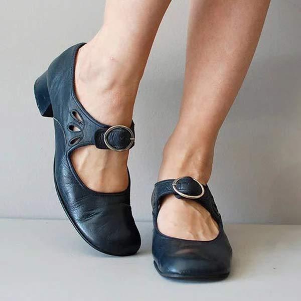 Beatrice - Sandales Compensées en Cuir avec Boucle Orthopédique