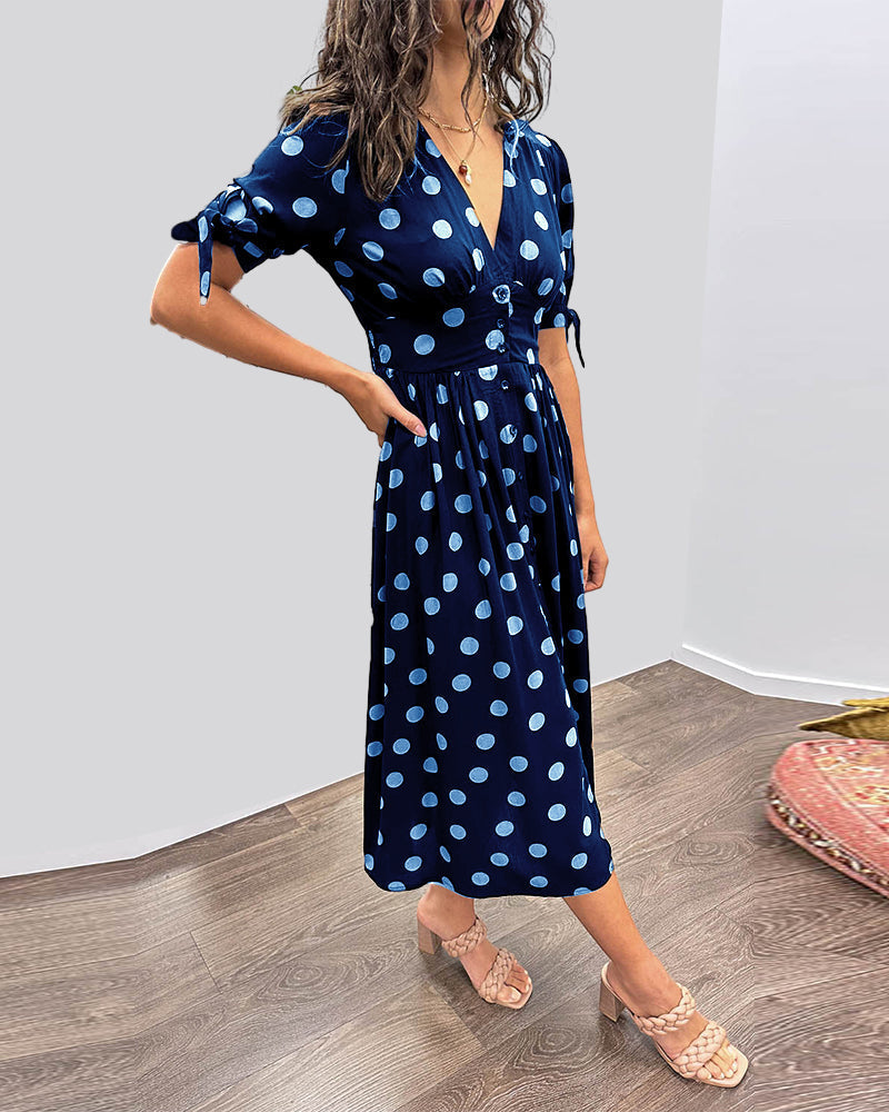 Maria | Robe à Pois avec Boutons