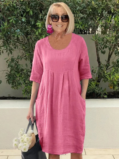 Noara - Robe Tunique en Coton Décontractée avec Poches