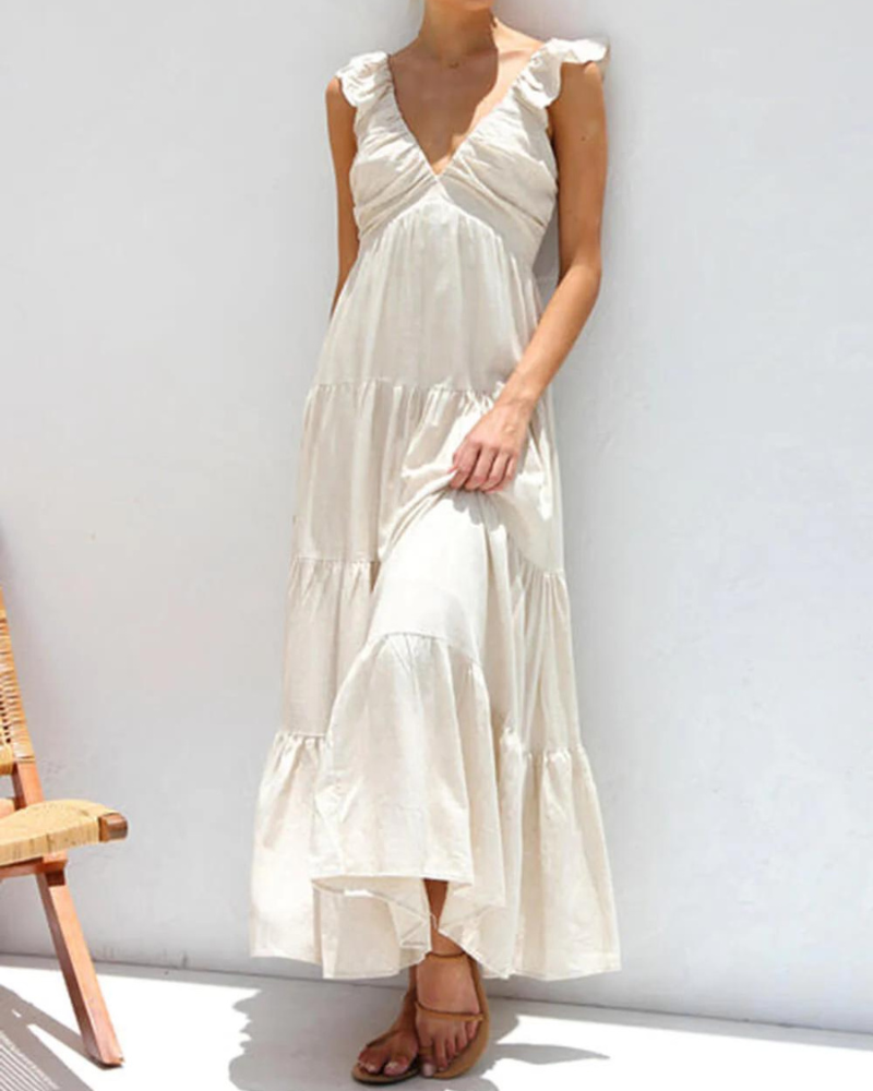 CAPRI - ROBE MAXI À VOLANTS POUR LES VACANCES