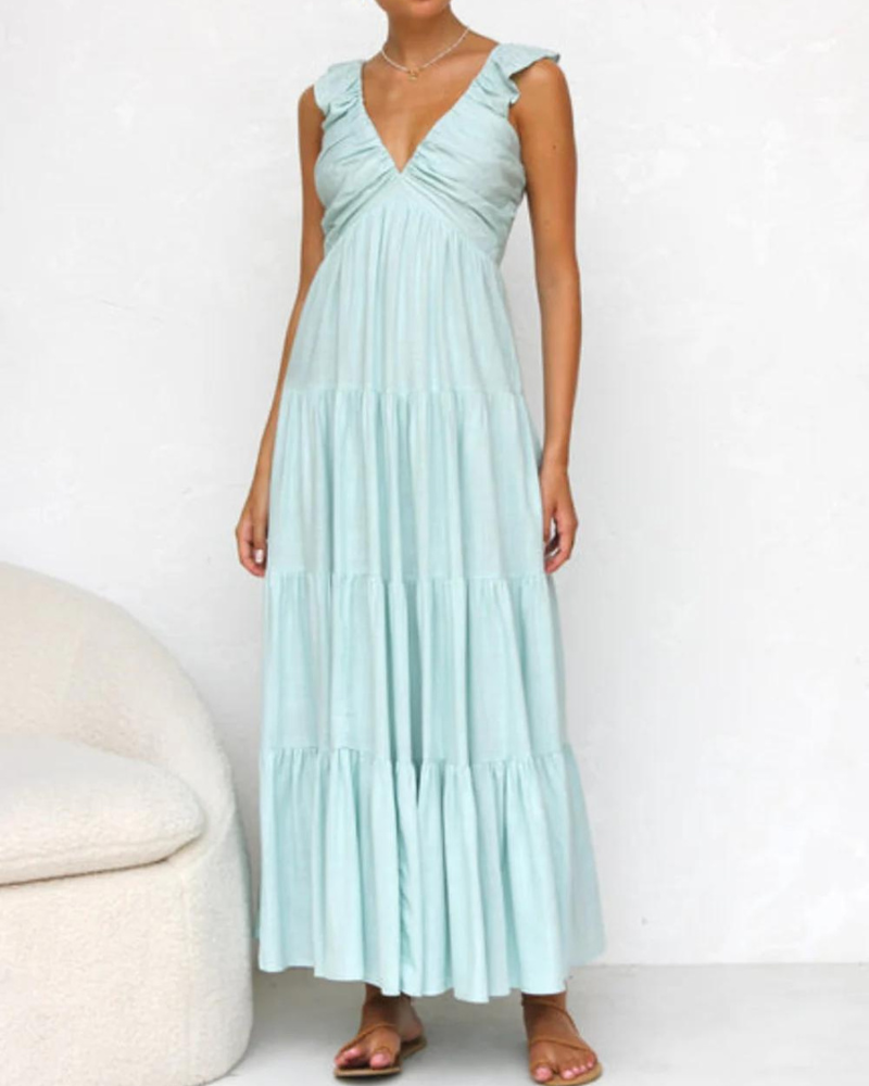 CAPRI - ROBE MAXI À VOLANTS POUR LES VACANCES