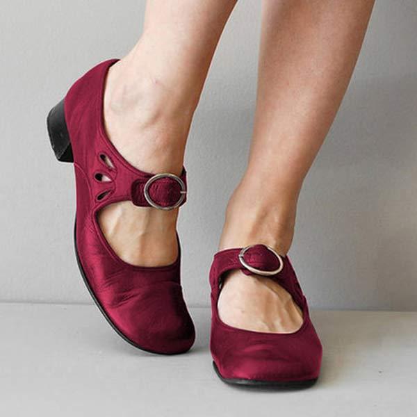 Beatrice - Sandales à Talon en Cuir avec Boucle Orthopédique