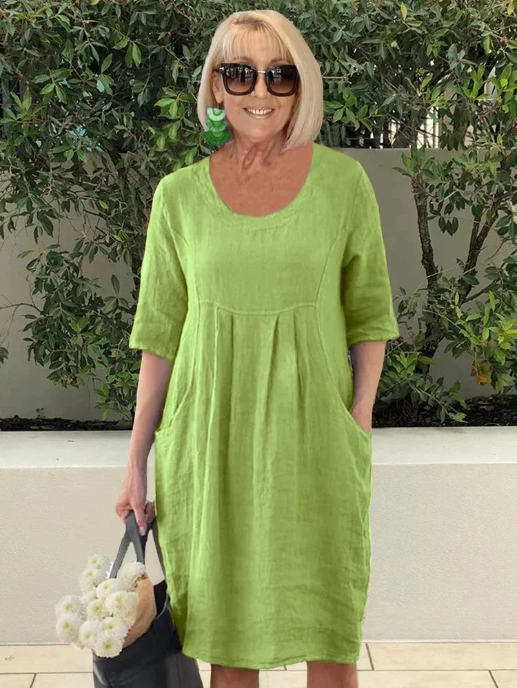 Noara - Robe Tunique en Coton Décontractée avec Poches