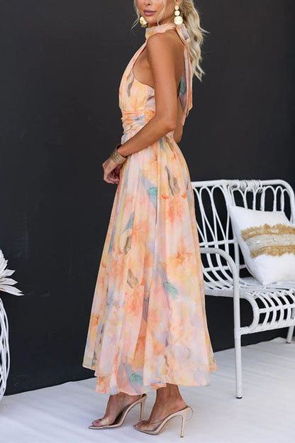 Halter™ - Robe Maxi à Imprimé Aquarelle
