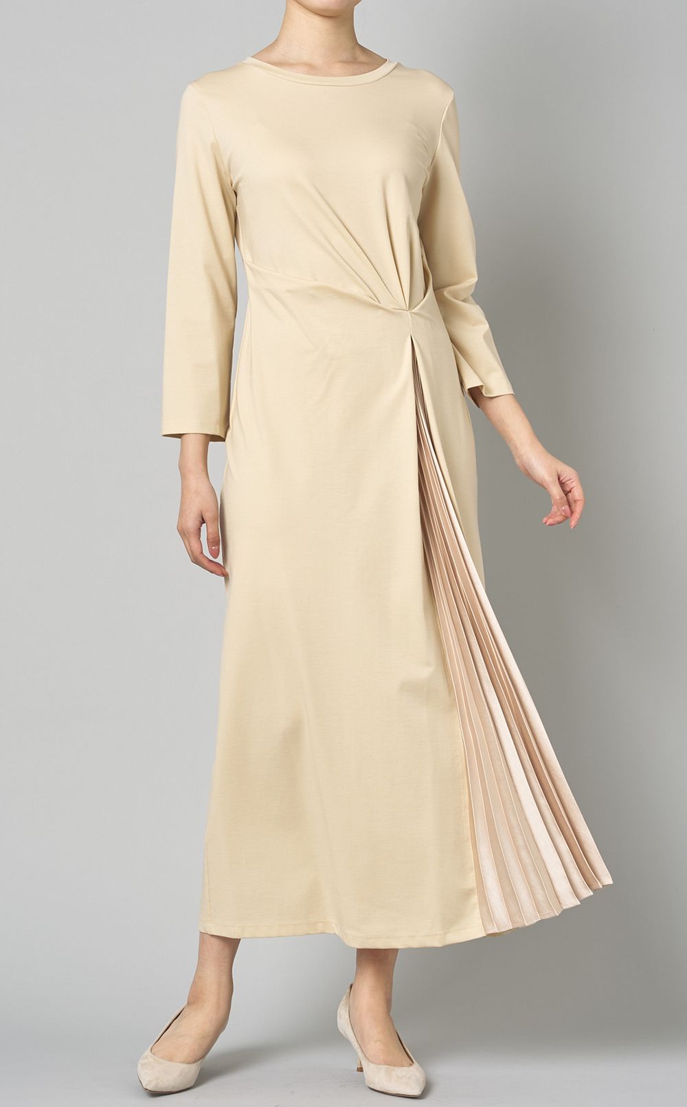 Robe en Tricot avec Plis Latéraux
