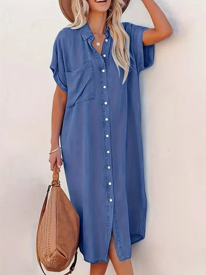 Samira-Robe chemise avec poches fixes