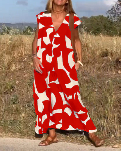 Lauren | Robe A-Line Sans Manches Abstraite