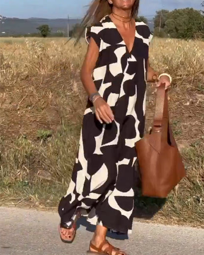 Sarinya - Robe Imprimée Avec Décolleté en V