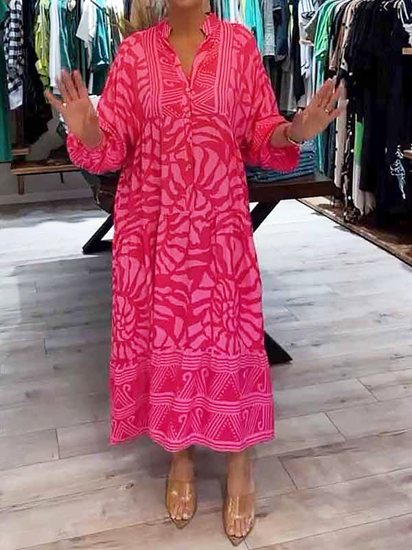 Elka™ - Robe Ample Imprimée avec Décolleté en V pour Femmes