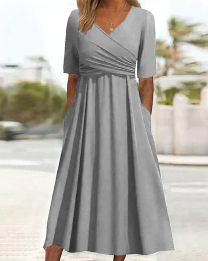 Annabelle - Robe Croisée à Manches Courtes