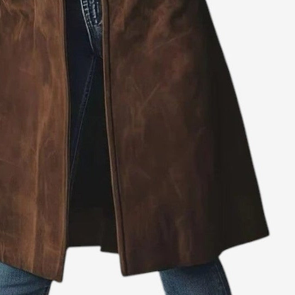 ISABELLE – MANTEAU LONG EN SIMILI CUIR VINTAGE