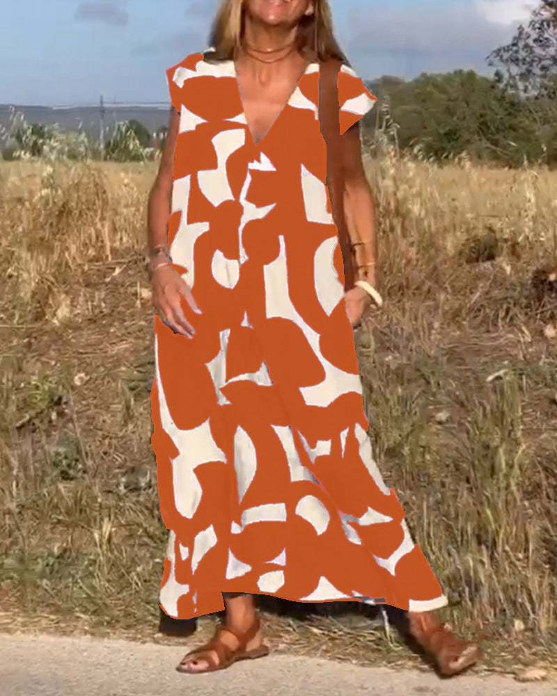 Lauren | Robe A-Line Sans Manches Abstraite
