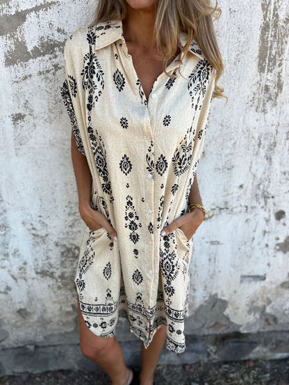 Sue - Robe Décontractée à Coupe Ample avec Manches Courtes