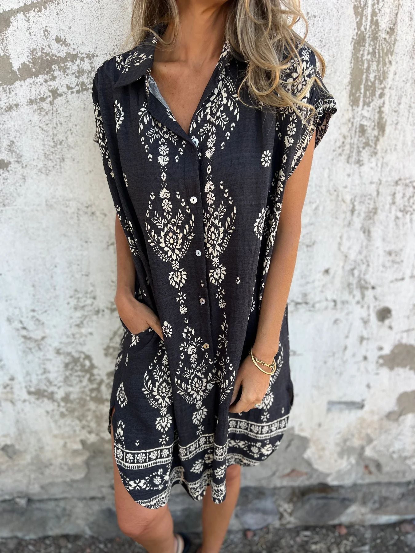Sue - Robe Décontractée à Coupe Ample avec Manches Courtes