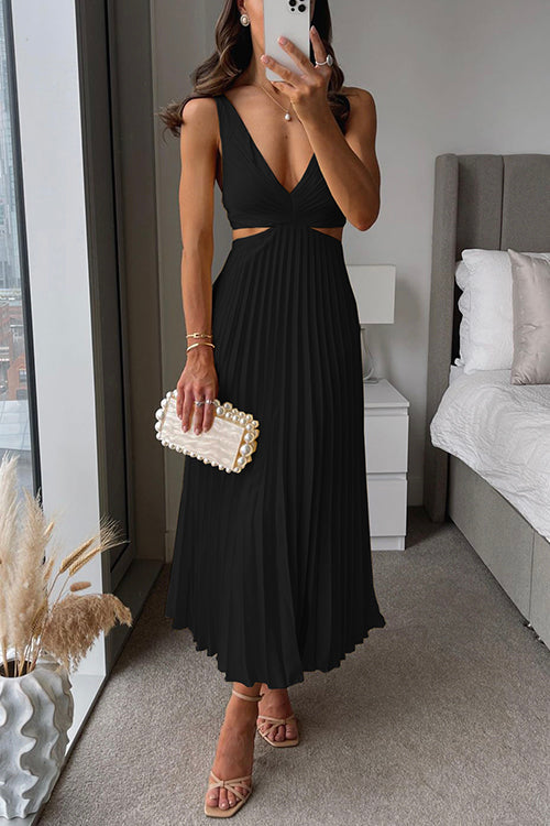EVA™ | Robe Maxi Sans Manches avec Taille Haute et Plis