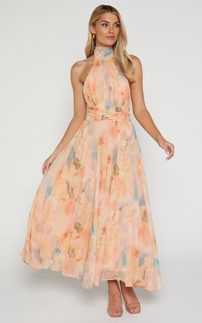Antonella | Robe Maxi Élégante avec Col Halter