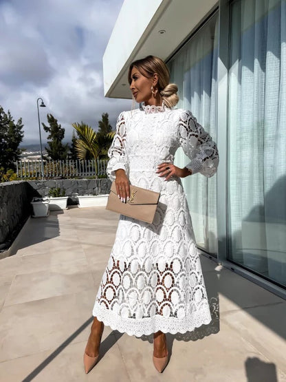 Luna™ – Robe Midi en Dentelle Harmonie Céleste