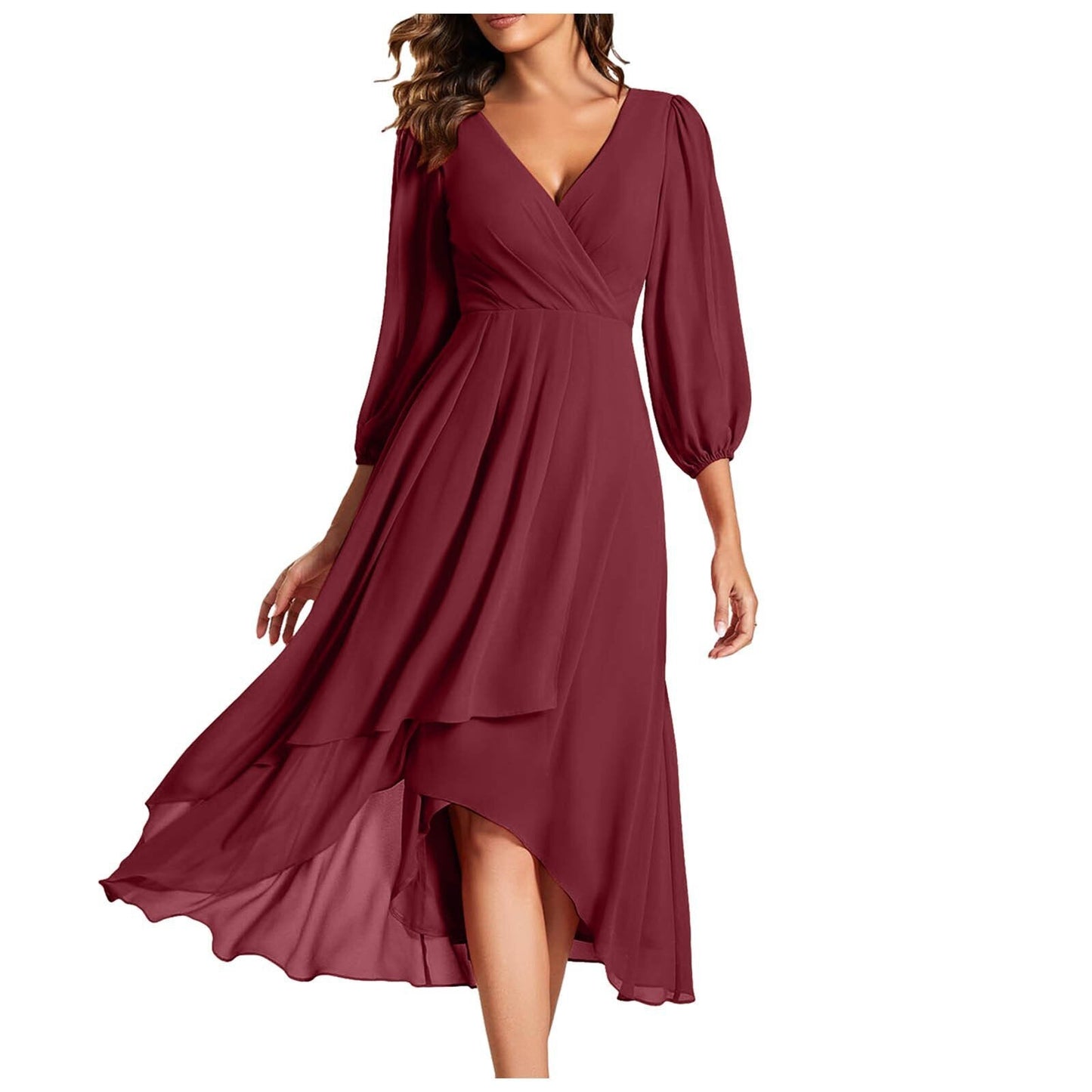 Laia - Robe à manches longues avec décolleté en V