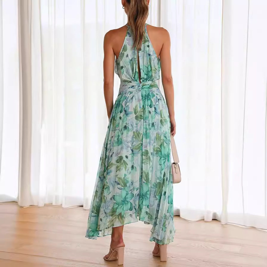 Celestine – Robe Maxi avec Décolleté Halter Plissé