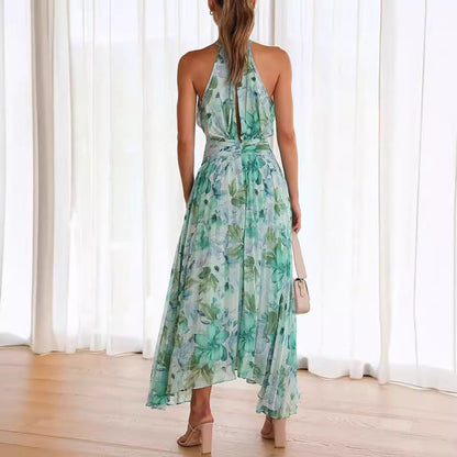Celestine – Robe Maxi avec Décolleté Halter Plissé