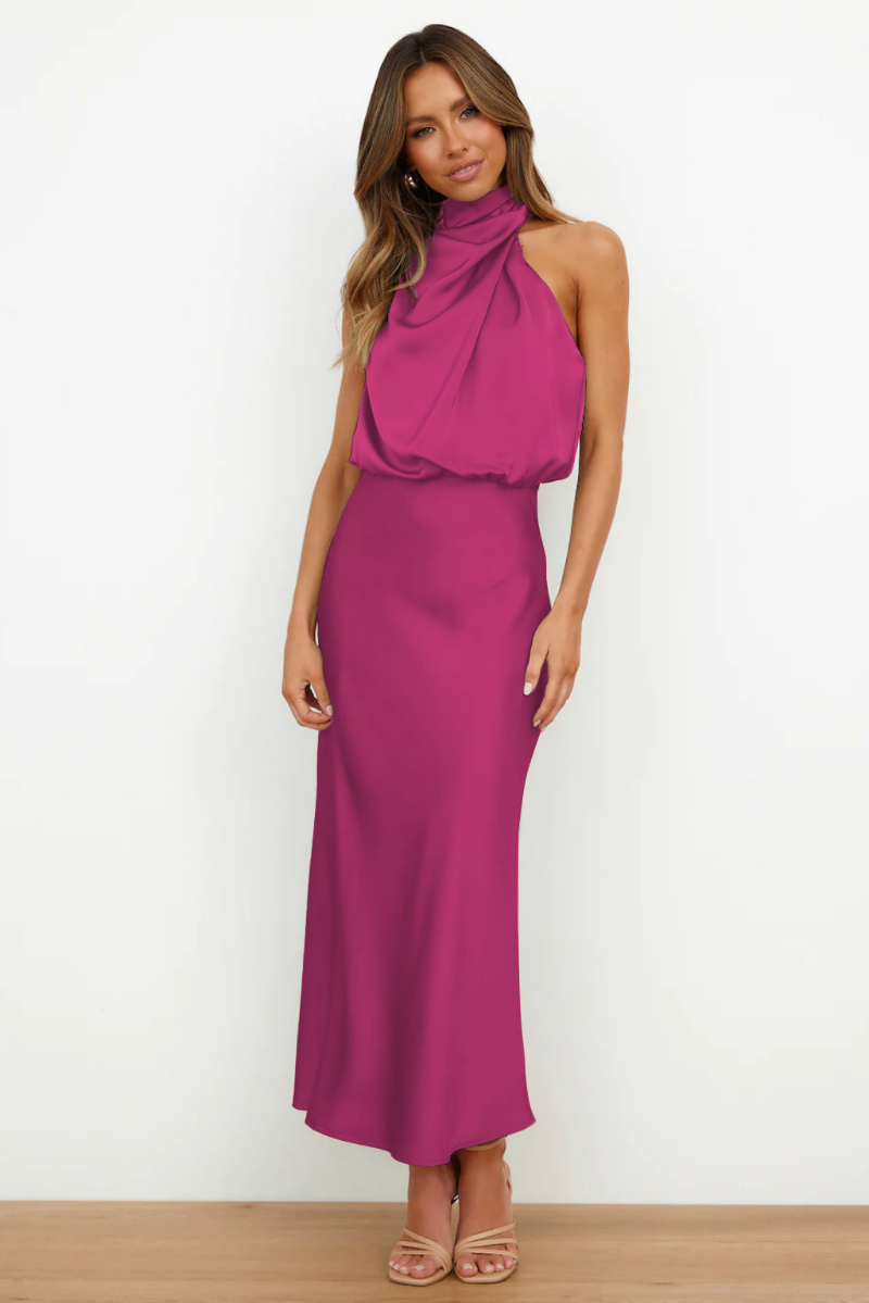 Elianna - Robe midi élégante avec décolleté asymétrique