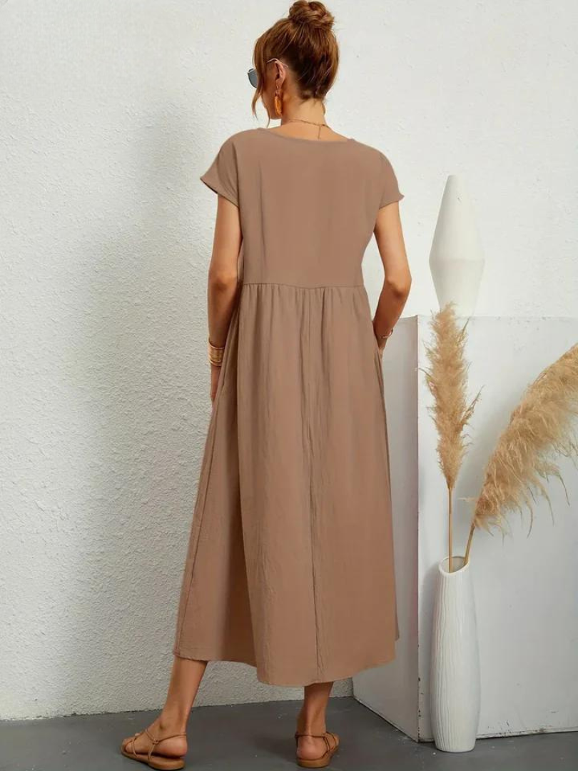 Maelis - Robe de Poche en Coton-Lin pour Femmes