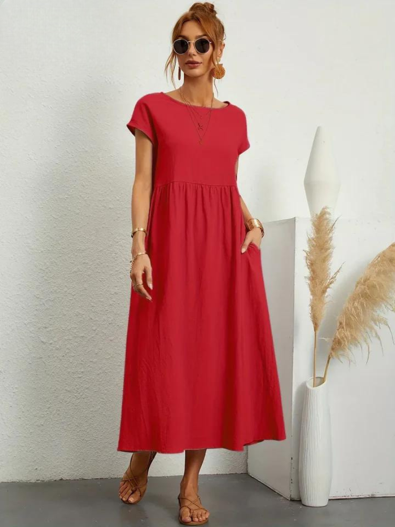 Maelis - Robe de Poche en Coton-Lin pour Femmes