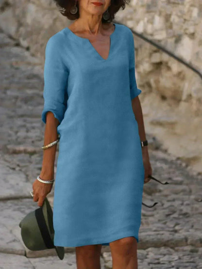 Sophia | Robe Midi Décontractée avec Décolleté en V